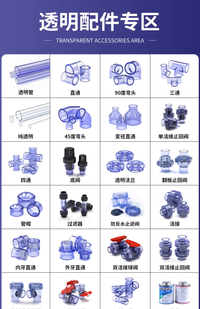 UPVC透明管件 45度彎頭(圖5) UPVC透明管件 45度彎頭(圖5)